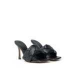 Bottega Veneta Green Leather Stiletto Heel Sandals - Image 2