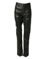 Dsquared² Black Full Grain Leather Mid Waist Trouser Pants - Image 2