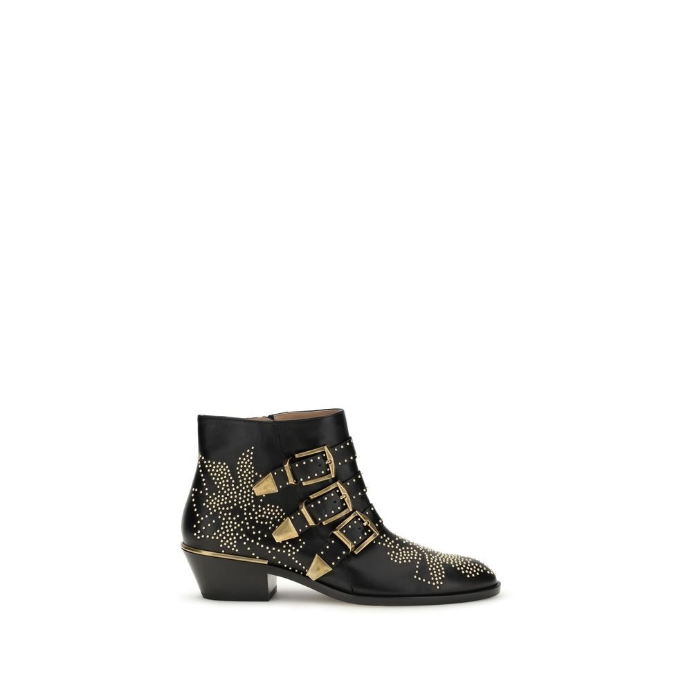 9862934.jpeg Chloé Black Calf Leather Bos Taurus Lace-Up Boots - Image 1