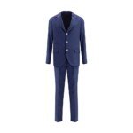 Brunello Cucinelli Blue Fleece Wool Two-Piece Suit