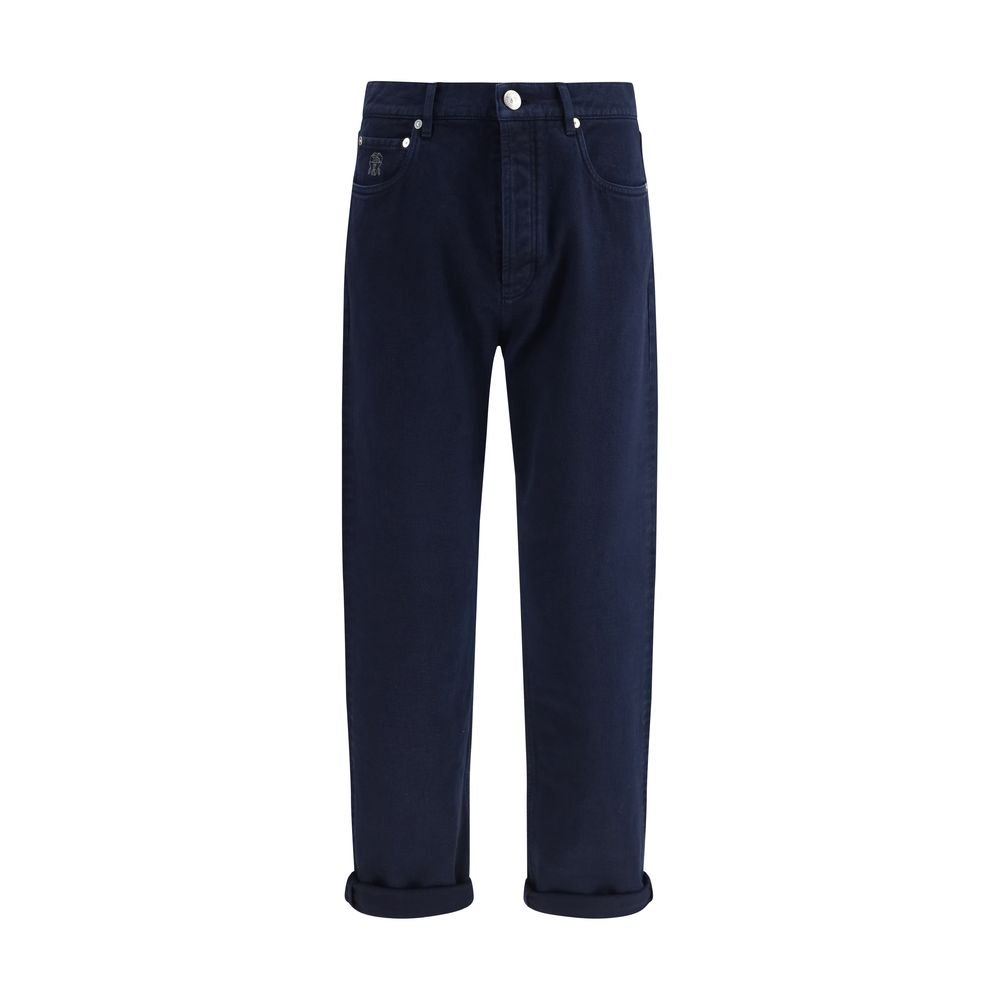 9901105.jpeg Brunello Cucinelli Blue Cotton Straight-Leg Jeans - Image 1