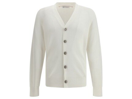 Brunello Cucinelli White Cotton Cardigan