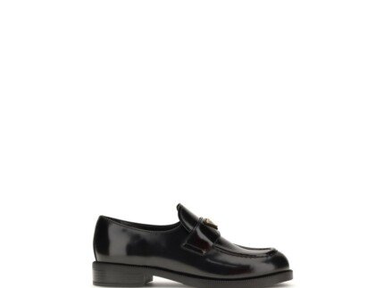 Prada Black Calf Leather Bos Taurus Slip-On Loafers