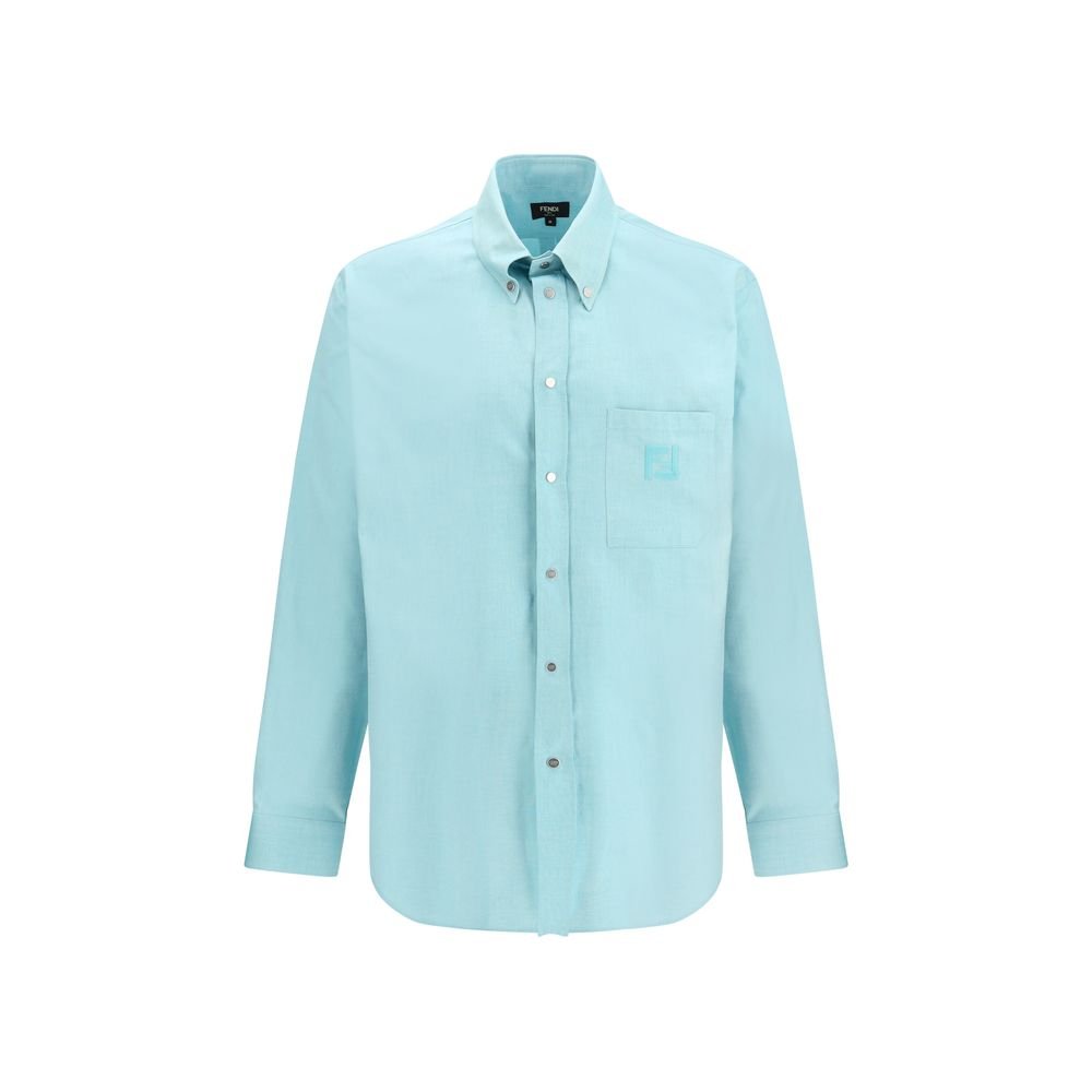 9995932.jpeg Fendi Blue Cotton Dress Shirt - Image 1