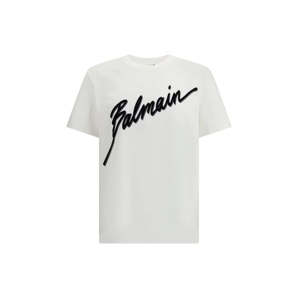9995953.jpeg Balmain White Cotton T-Shirt - Image 1
