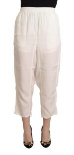 Maison Margiela White High Waist Cropped Women Trouser Pants - Image 2