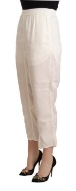 Maison Margiela White High Waist Cropped Women Trouser Pants - Image 3