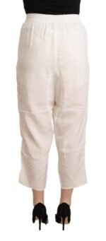 Maison Margiela White High Waist Cropped Women Trouser Pants - Image 4