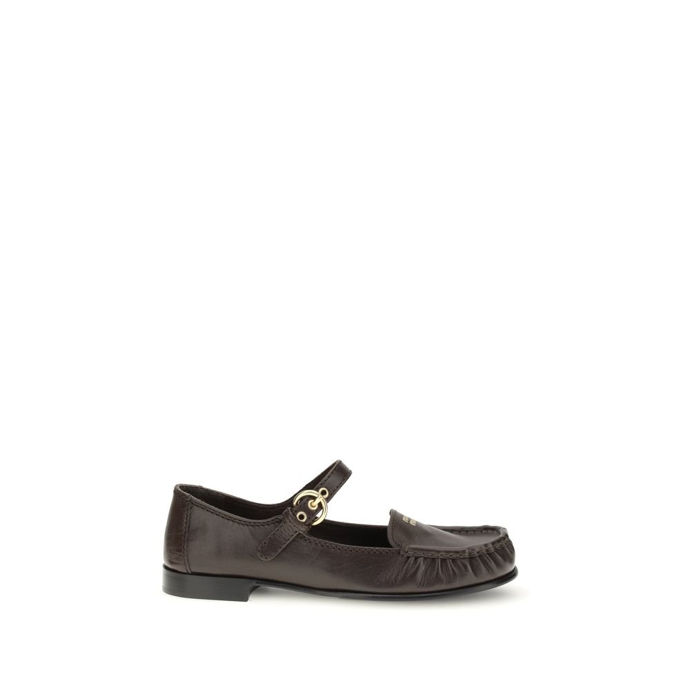 10051029.jpeg Miu Miu Brown Calf Leather Bos Taurus Slip-On Loafers - Image 1