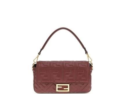 Fendi Bordeaux Calf Leather Bos Taurus Shoulder Bag
