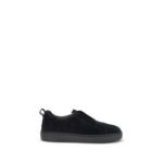 Santoni Black Calf Leather Bos Taurus Low Top Sneakers