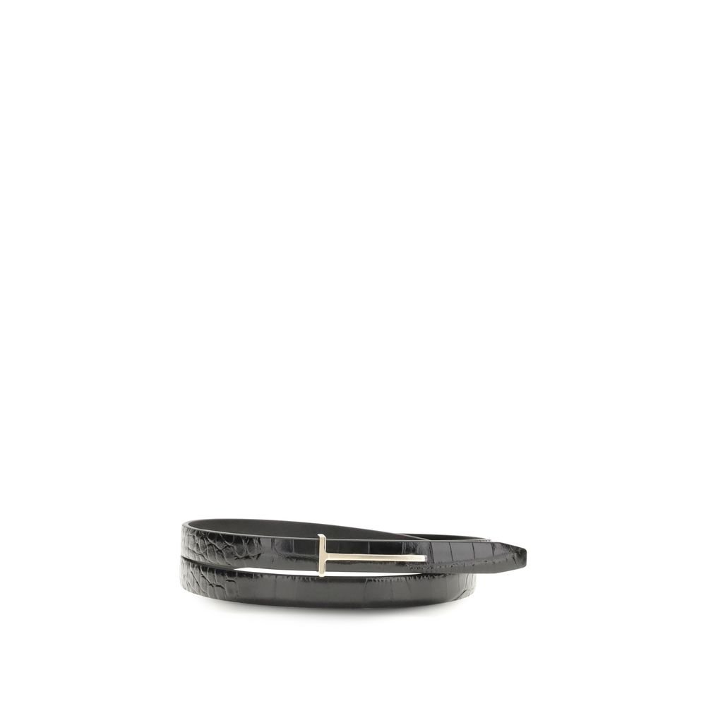 10156396.jpeg Tom Ford Black Leather Thin Belt - Image 1