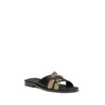 Burberry Black Calf Leather Bos Taurus Flat Sandals - Image 2