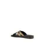 Burberry Black Calf Leather Bos Taurus Flat Sandals - Image 3