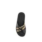 Burberry Black Calf Leather Bos Taurus Flat Sandals - Image 4