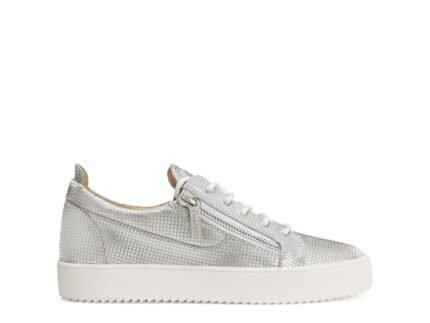 Giuseppe Zanotti Silver Fabric Low Top Sneakers