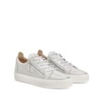 Giuseppe Zanotti Silver Fabric Low Top Sneakers - Image 2