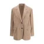 Brunello Cucinelli Beige Calf Leather Bos Taurus Coat