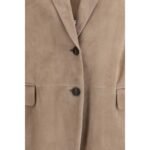 Brunello Cucinelli Beige Calf Leather Bos Taurus Coat - Image 3