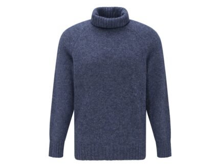 Brunello Cucinelli Blue Alpaca Leather Turtleneck