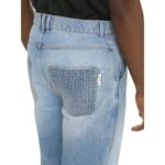 Balmain Blue Cotton Cropped Jeans - Image 4