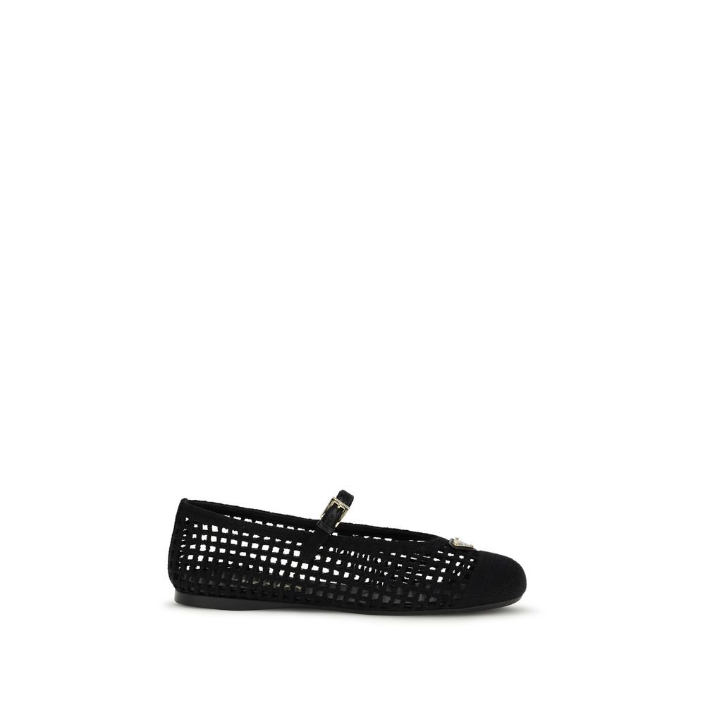 10273197-1.jpeg Prada Black Cotton Ballet Flats - Image 1