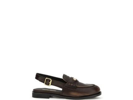 Mocasini Miu Miu Arămiu din Piele