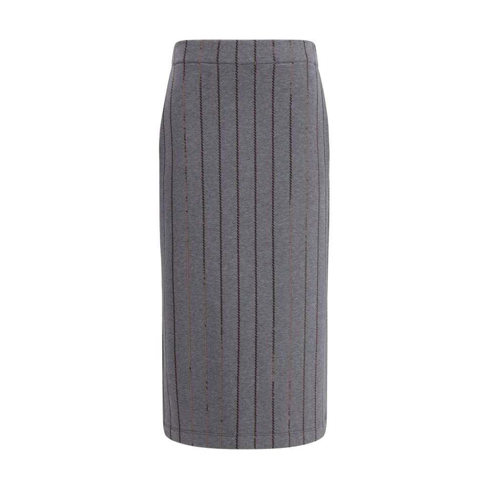 10282090.jpeg Brunello Cucinelli Gray Cotton Midi Skirt - Image 1
