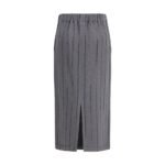 Brunello Cucinelli Gray Cotton Midi Skirt - Image 2