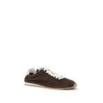 Miu Miu Brown Calf Leather Bos Taurus Low Top Sneakers - Image 2
