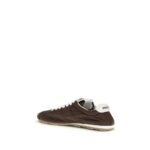 Miu Miu Brown Calf Leather Bos Taurus Low Top Sneakers - Image 3