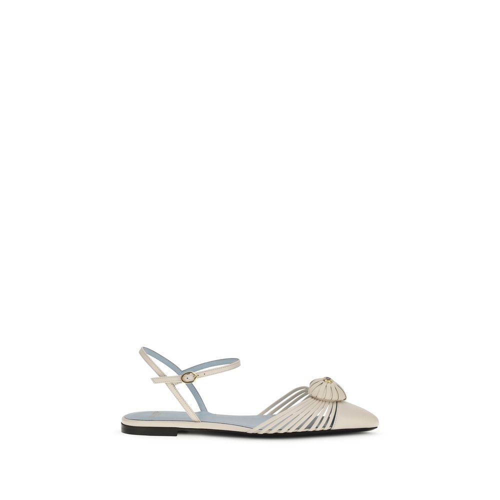 10314419.jpeg Valentino Garavani Beige Calf Leather Bos Taurus Flat Sandals - Image 1