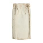 Prada White Leather Midi Skirt