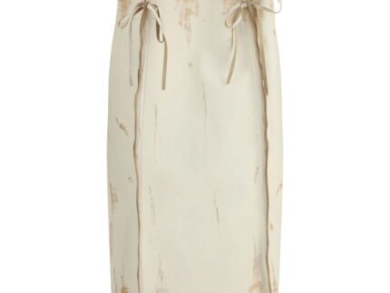 Prada White Leather Midi Skirt
