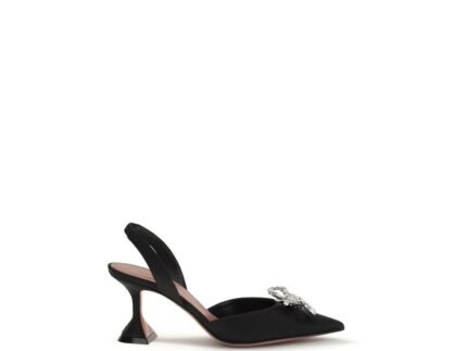 Amina Muaddi Black Silk High Heel Pumps