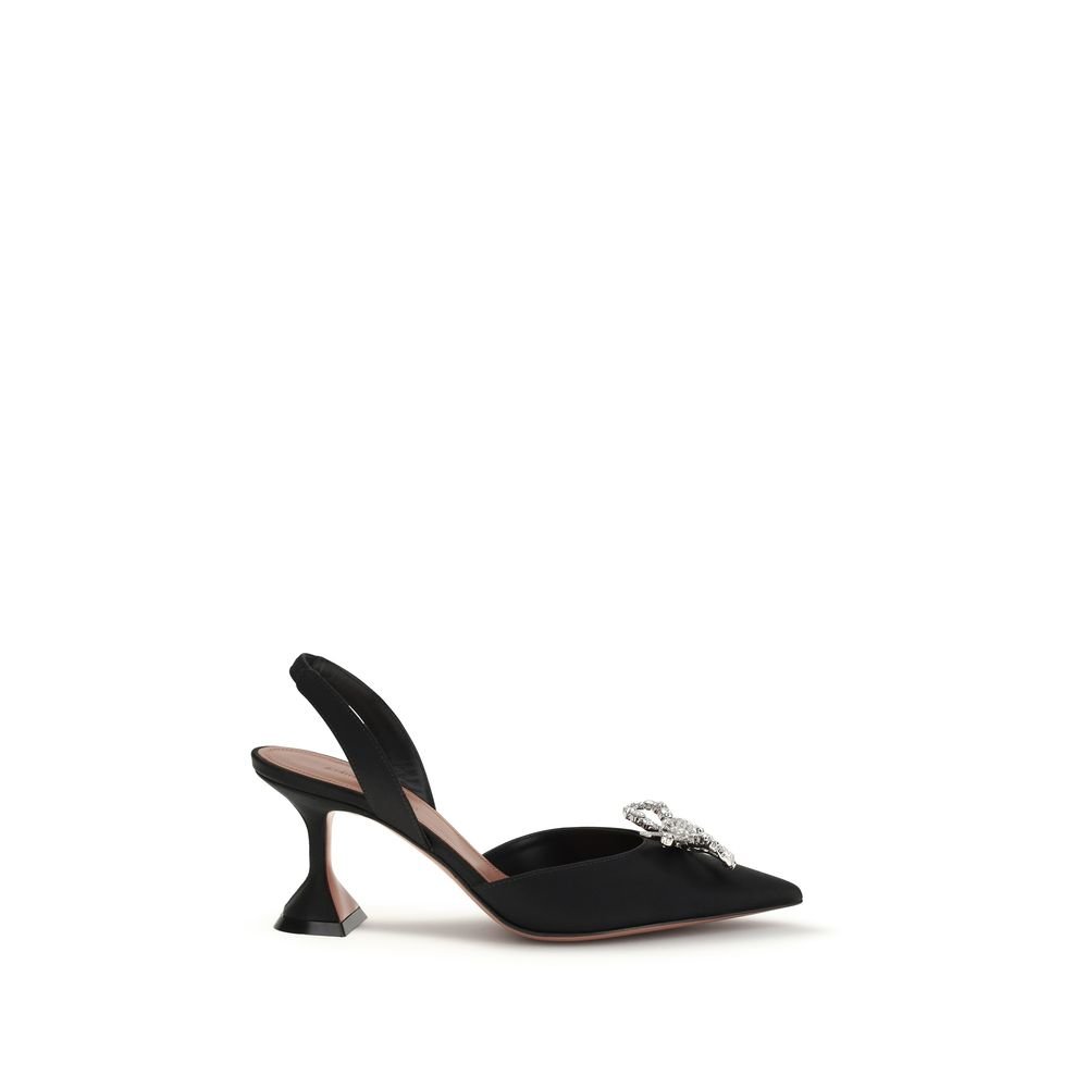 10347242.jpeg Amina Muaddi Black Silk High Heel Pumps - Image 1