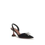 Amina Muaddi Black Silk High Heel Pumps - Image 2
