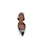 Amina Muaddi Black Silk High Heel Pumps - Image 4