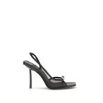 LE SILLA Black Calf Leather Bos Taurus Stiletto Heel Sandals