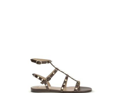 Valentino Garavani Brown Calf Leather Bos Taurus Strap-On Sandals