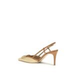 Valentino Garavani Beige Calf Leather Bos Taurus High Heel Pumps - Image 3