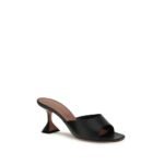 Amina Muaddi Black Calf Leather Bos Taurus Stiletto Heel Sandals - Image 2