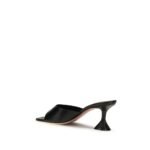 Amina Muaddi Black Calf Leather Bos Taurus Stiletto Heel Sandals - Image 3