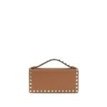 Portofel Valentino Garavani Rockstud chain Marron din Piele