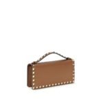 Portofel Valentino Garavani Rockstud chain Marron din Piele - imagine 3