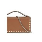 Portofel Valentino Garavani Rockstud chain Marron din Piele - imagine 4
