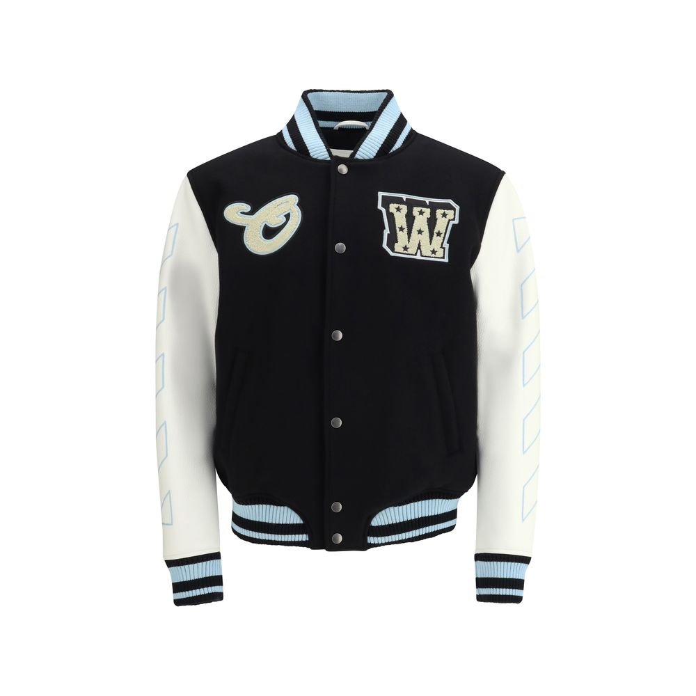 10352326.jpeg Jachetă Off-White Varsity Star Logo Neagră din Lână - imagine 1