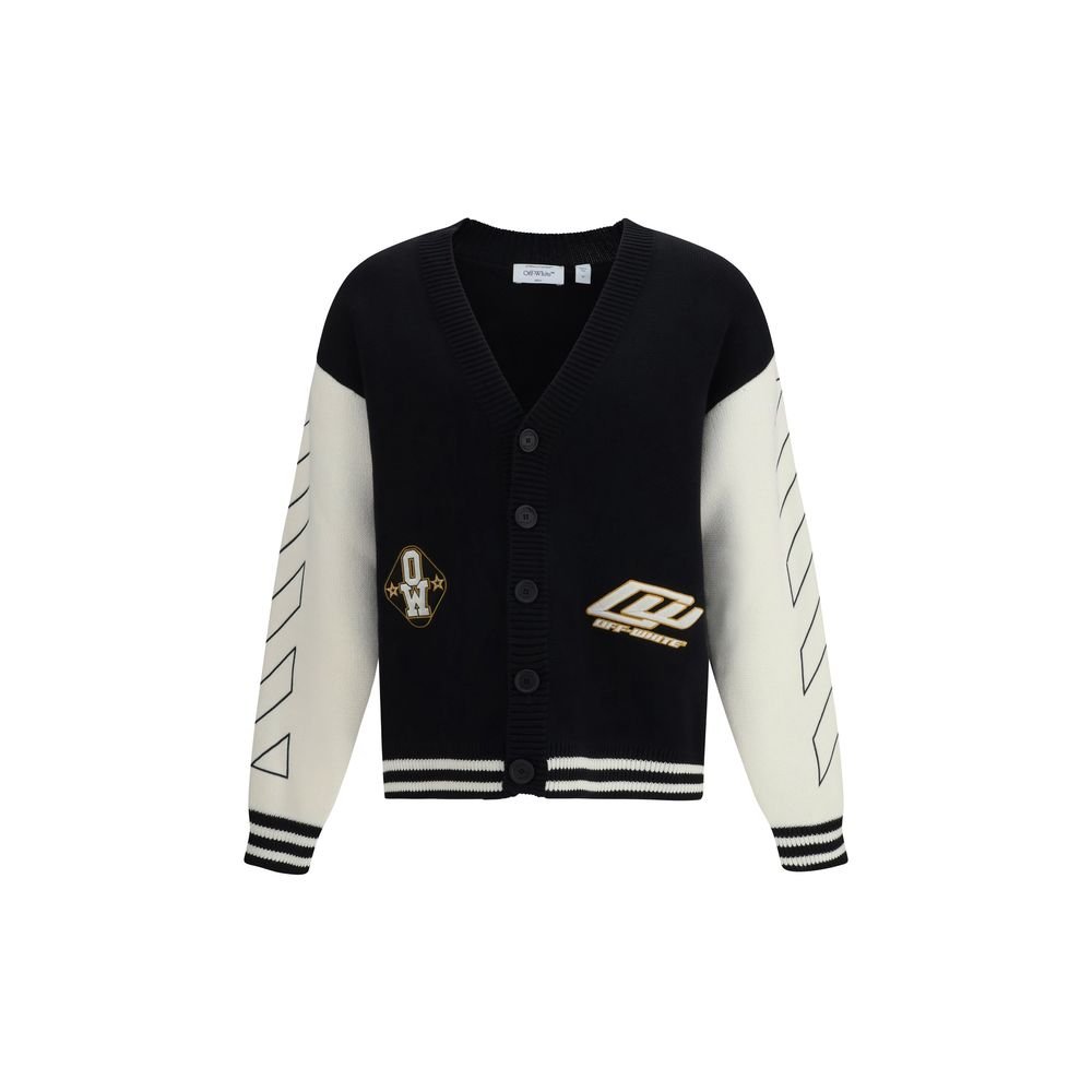 10354999.jpeg Off-White Black Cotton Cardigan - Image 1