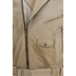 Golden Goose Beige Buffalo Leather Biker Jacket - Image 3