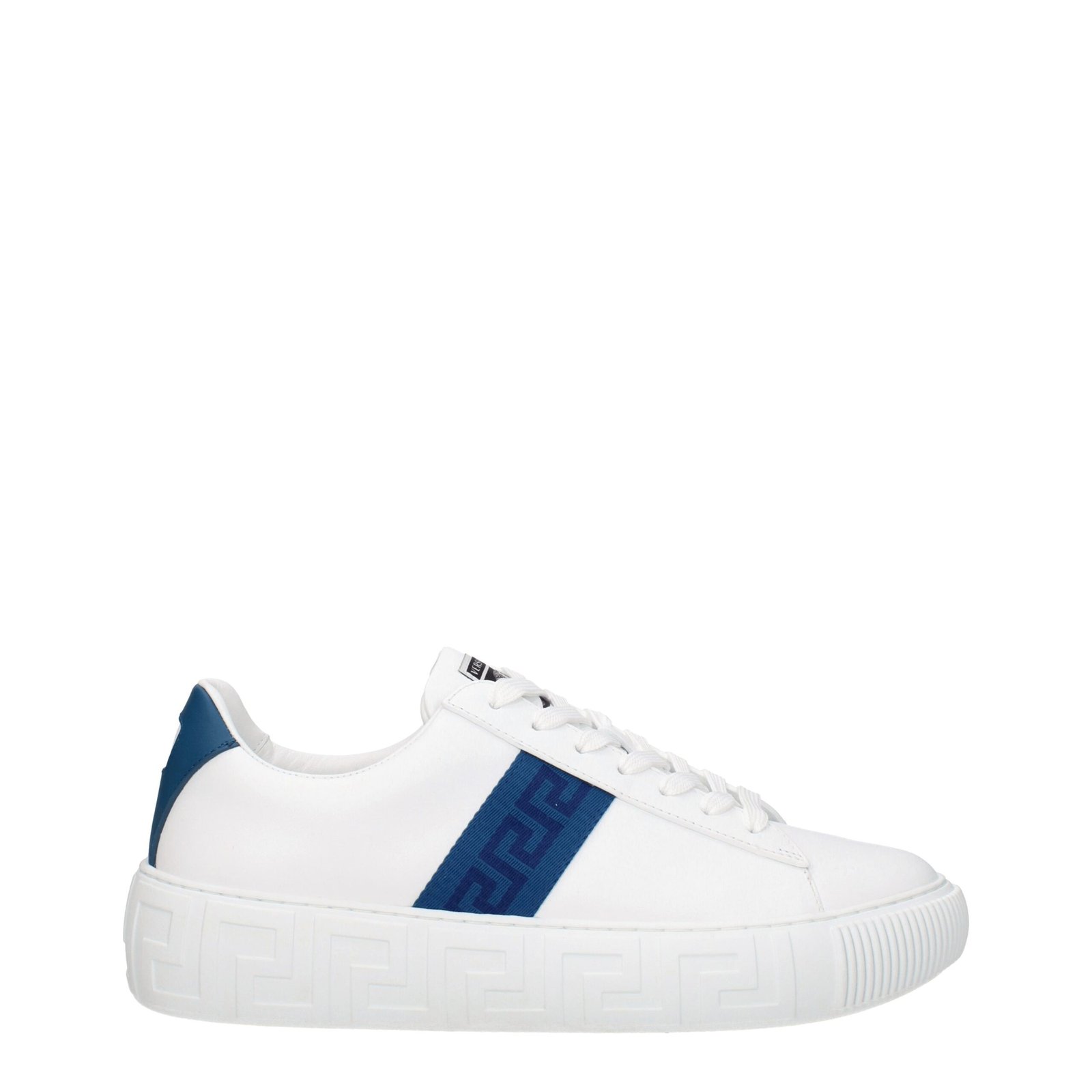 8338038.jpeg Versace White Leather Low Top Sneakers - Image 1